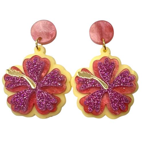 Heavenly Hibiscus - Statement Dangles