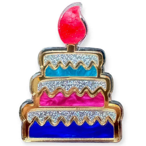 Birthday Cake - Brights - Brooch