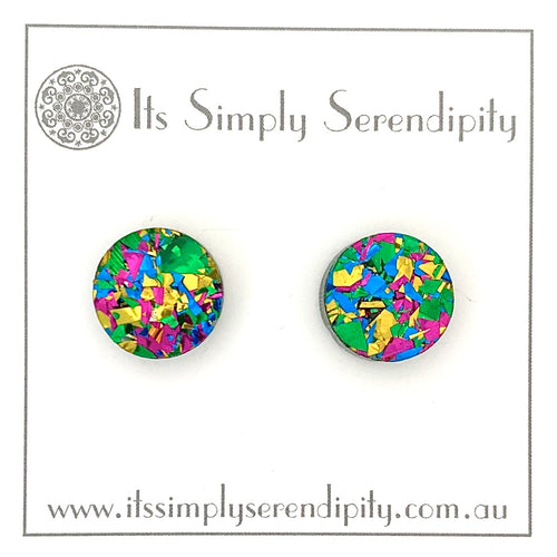 Party Glitter - Green - Simple Studs