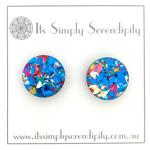 Party Glitter - Blue - Simple Studs