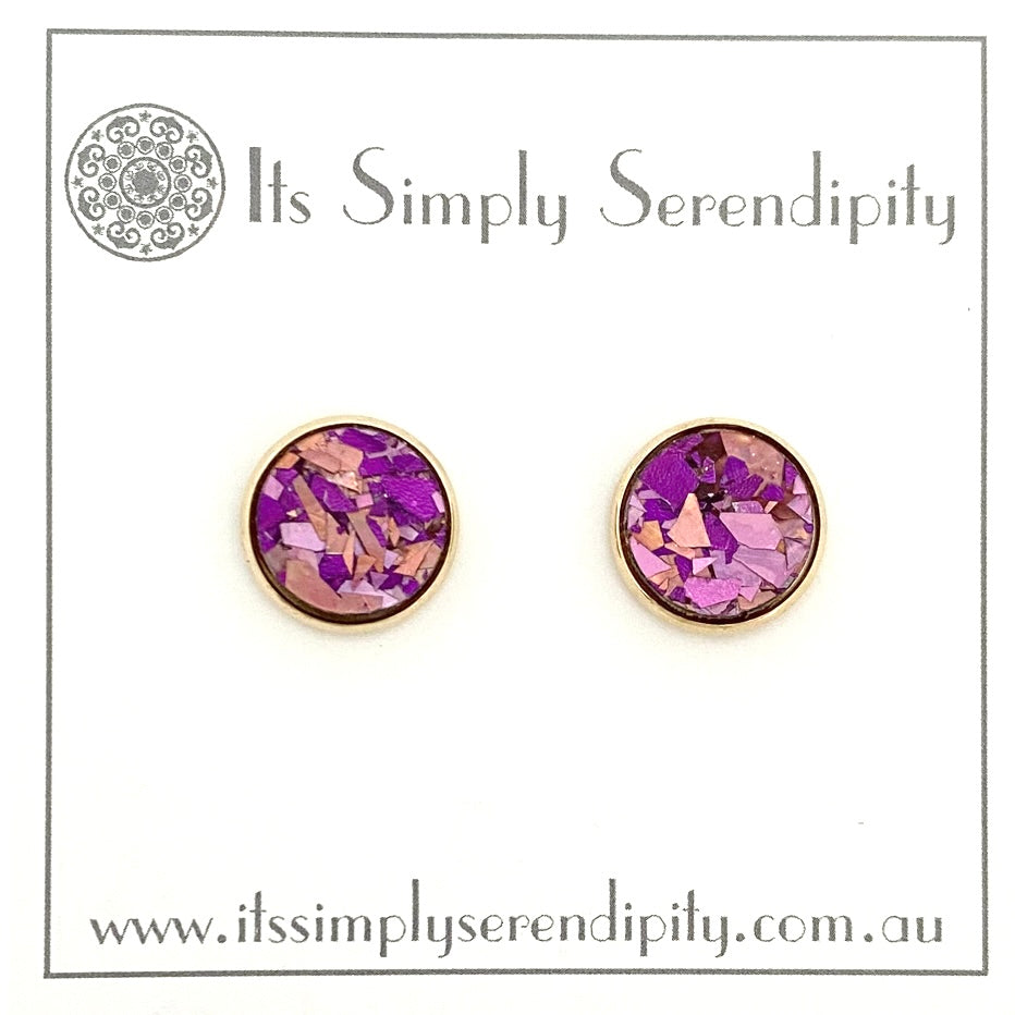 Colourful Crystals - Purple & Lilac - Light Gold Setting