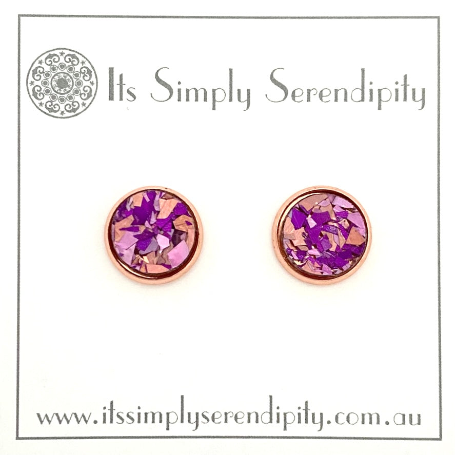 Colourful Crystals - Purple & Lilac - Rose Gold Setting