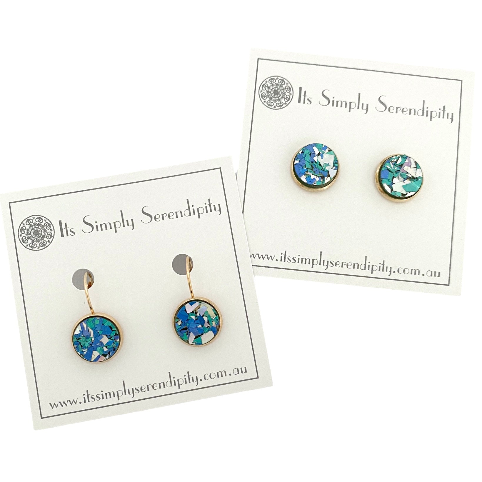 Colourful Crystals - Blue - Light Gold Setting