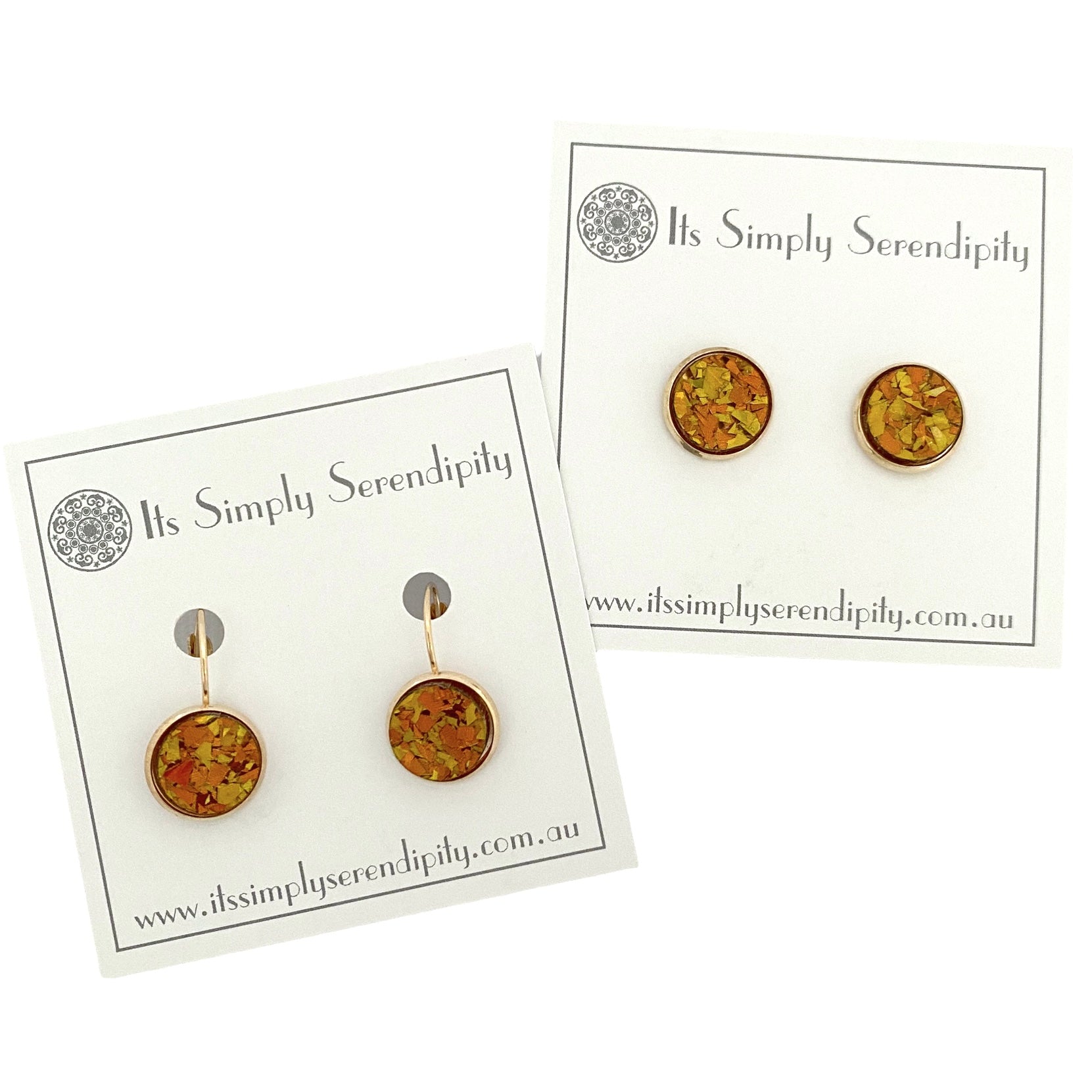 Colourful Crystals - Amber - Light Gold Setting