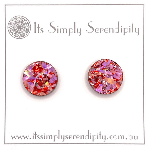 Colourful Crystals - Pink & Red - Simple Studs