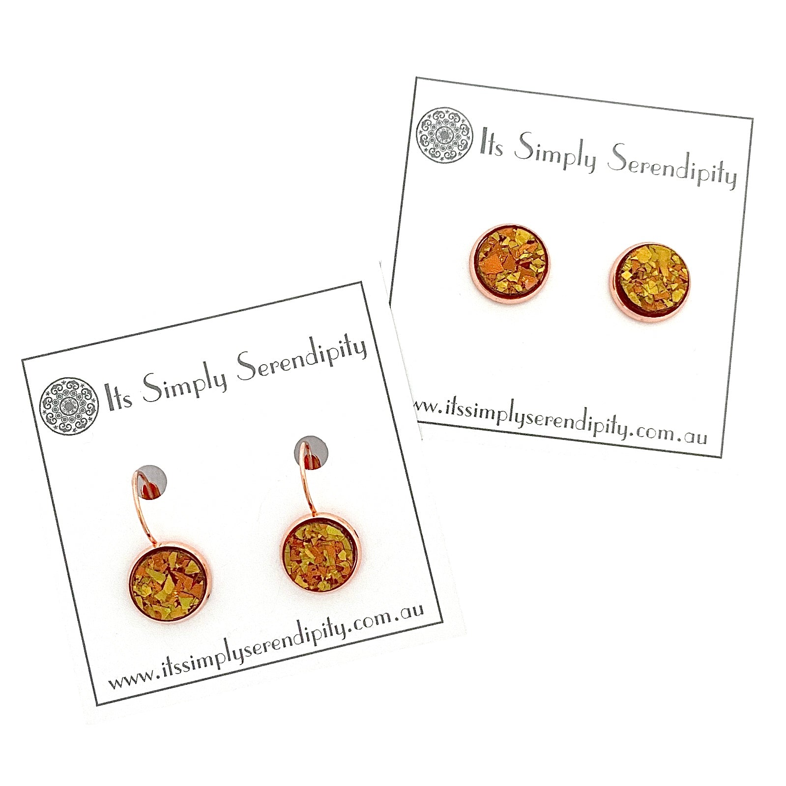 Colourful Crystals - Amber - Rose Gold Setting