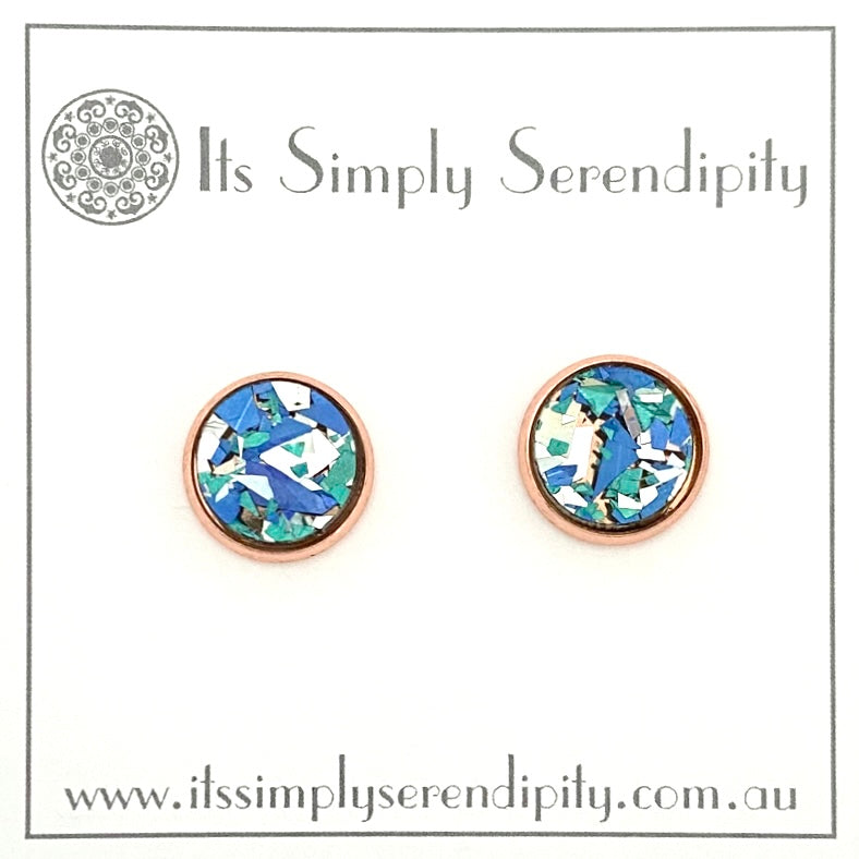 Colourful Crystals - Blue - Rose Gold Setting