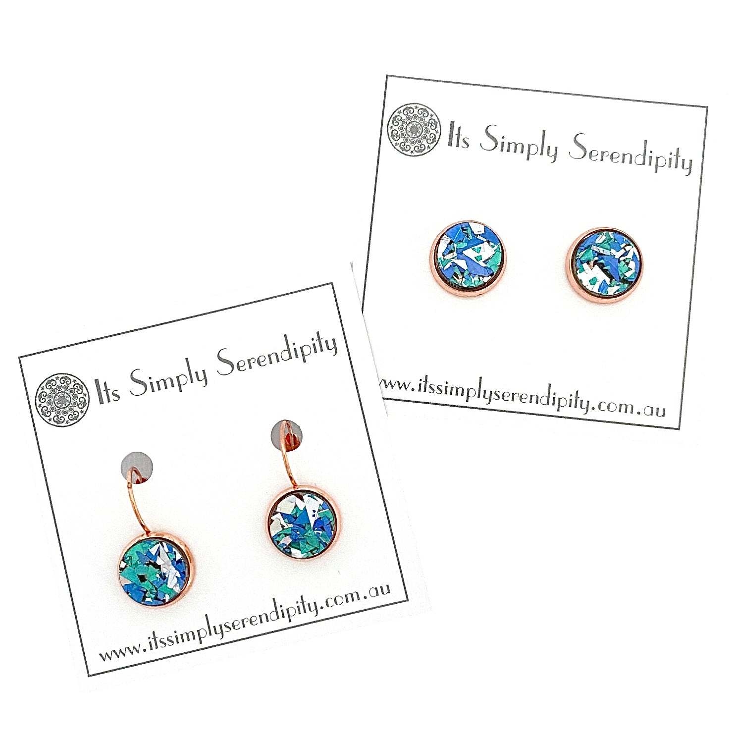 Colourful Crystals - Blue - Rose Gold Setting