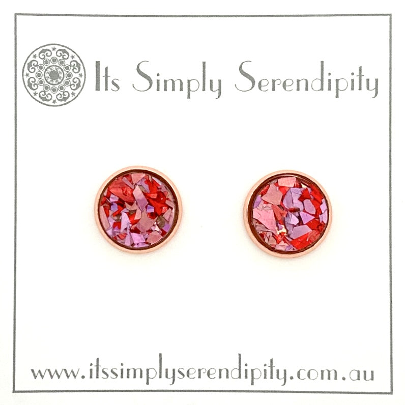 Colourful Crystals - Pink & Red - Rose Gold Setting