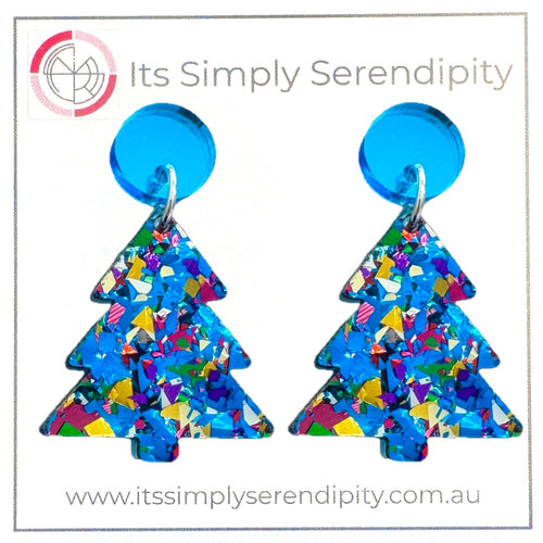 Christmas Tree Festive - Blue - Dangles