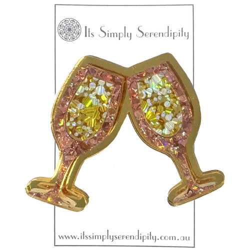 Cheers " Clink Clink " - Brooch