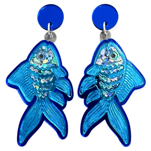 Blue-tiful Fins - Fish Dangle Earrings