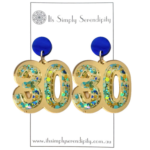 30th Birthday Number Earrings - Dangles