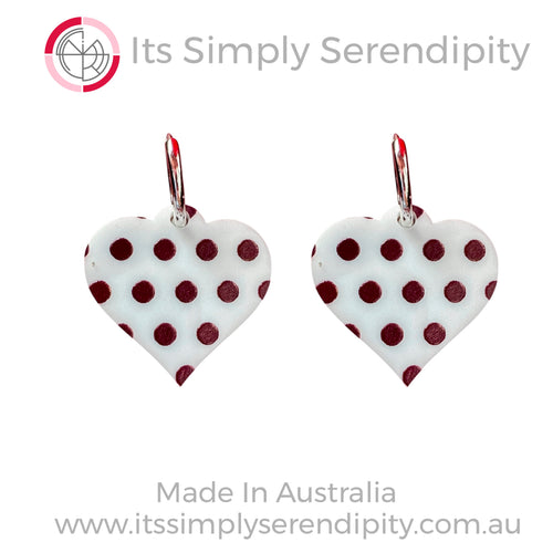 Blue Polka Dot Heart - Huggie Hoops