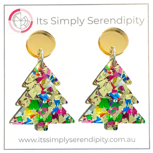 Christmas Tree Festive - Gold - Dangles