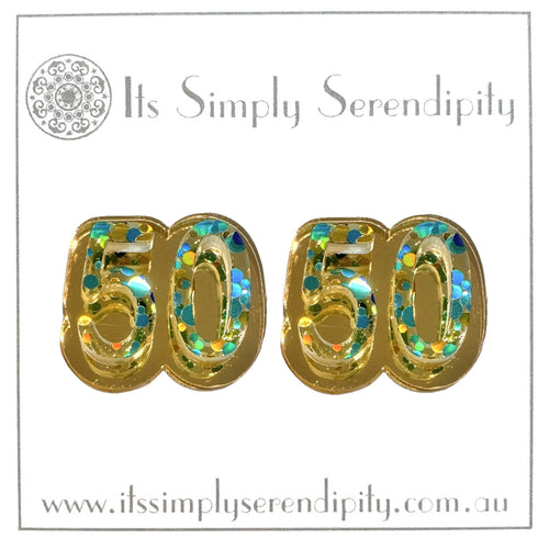 50th Birthday Number Earrings - Studs