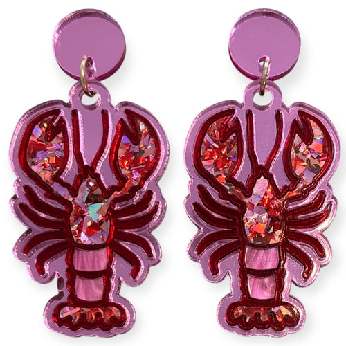 Snappy Sweethearts -Lobster  Dangle Earrings