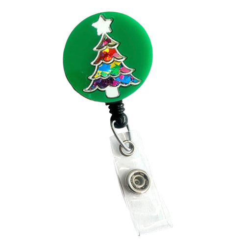 Christmas Tree Silver - Fun + Flasy + Festive -Badge Reel