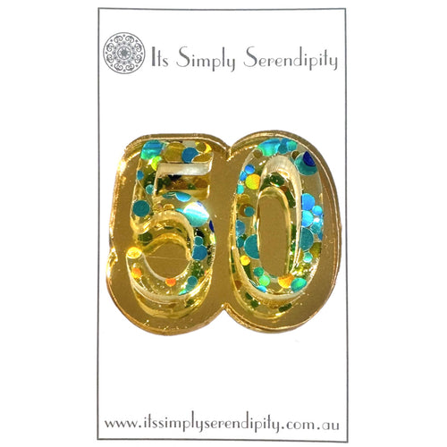 50th Birthday Number - Brooch