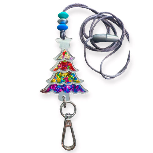 Christmas Tree Silver - Fun + Flashy + Festive - Lanyard