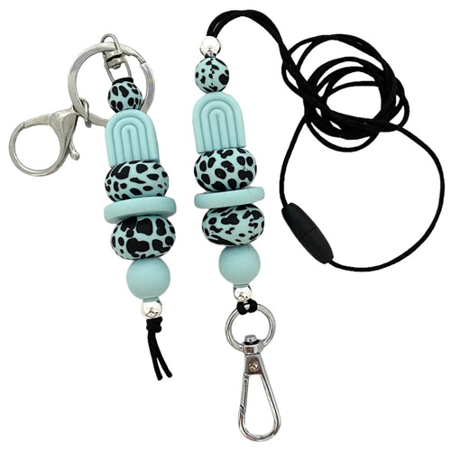 Key Holder Bundle - Ice Blue & Black with FREE Earrings