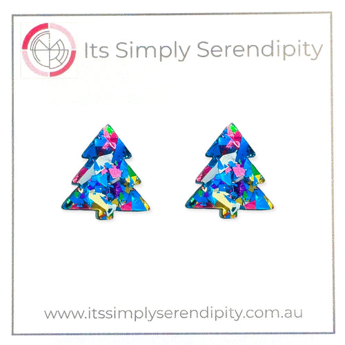 Christmas Tree - Festive Blue - Studs