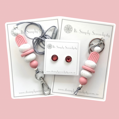 Key Holder Bundle with FREE EARRINGS - Curvy Dusky Pink