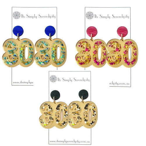 30th Birthday Number Earrings - Dangles