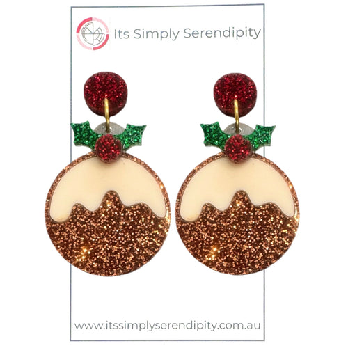 Christmas Pudding - Dangle Earrings