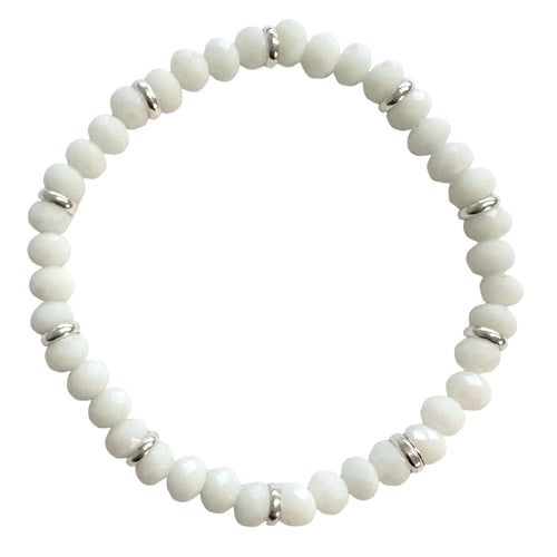 Lustre Bracelets - White - 6mm Bead