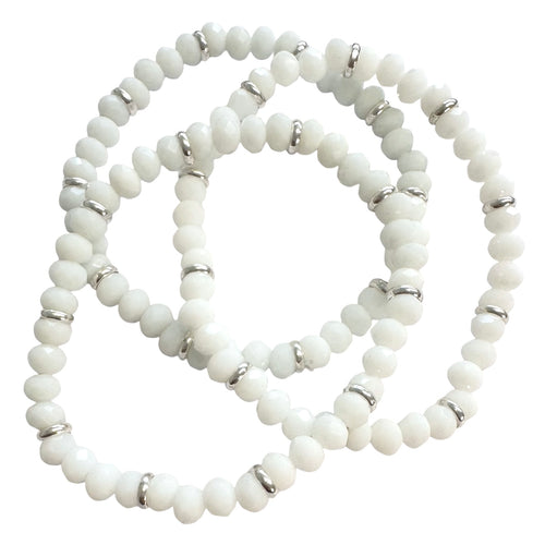 Lustre Bracelets - White - 6mm Bead