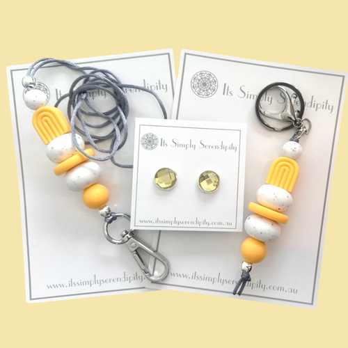 Key Holder Bundle WITH FREE EARRINGS - Curvy Butter Yellow