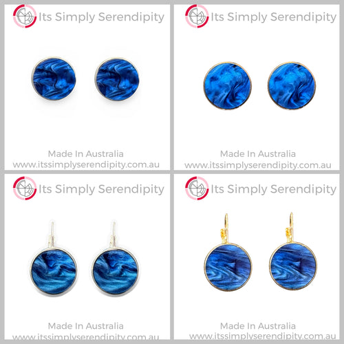 Navy - Marble - Bezel Set