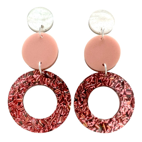 Rose Tinted Sparkle - Dangle Earrings