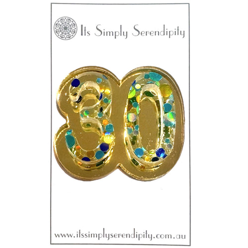 30th Birthday Number - Brooch