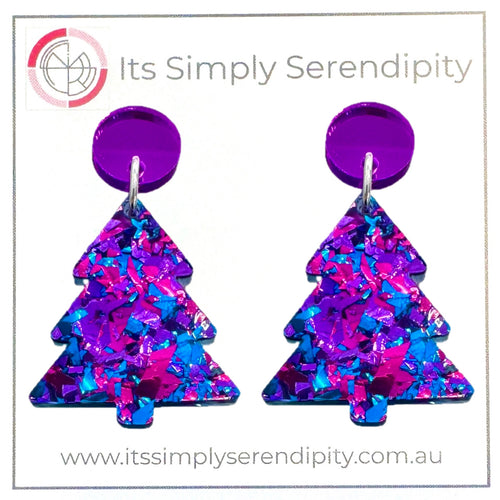 Christmas Tree Festive - Purple - Dangles