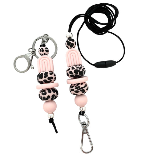 Key Holder Bundle - Ice Pink & Black with FREE Earrings