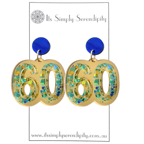 60th Birthday Number Earrings - Dangles