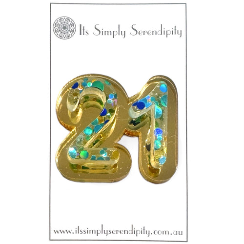 21st Birthday Number - Brooch