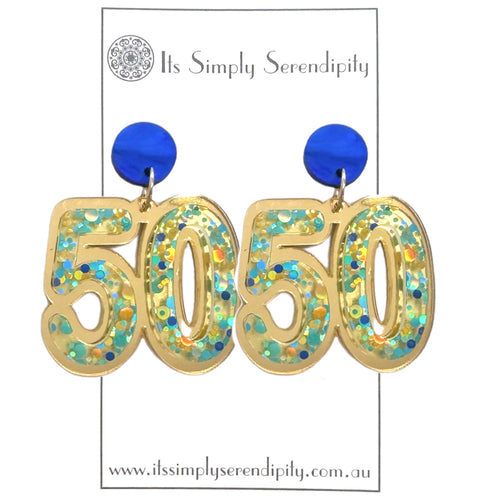 50th Birthday Number Earrings - Dangles