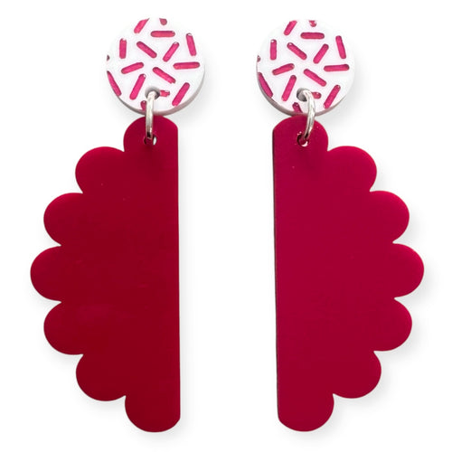 Raspberry Ruffles - Dangle Earrings