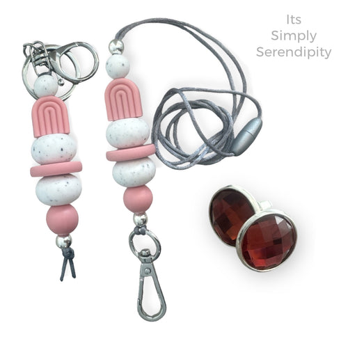 Key Holder Bundle with FREE EARRINGS - Curvy Dusky Pink