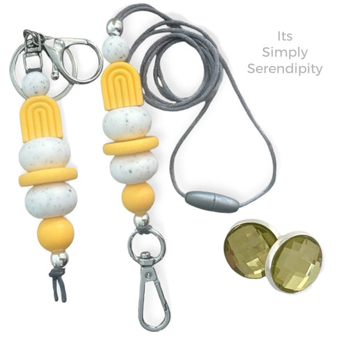 Key Holder Bundle WITH FREE EARRINGS - Curvy Butter Yellow