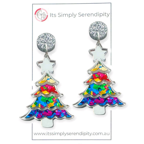 Christmas Tree Silver - Fun + Flashy + Festive - Dangles