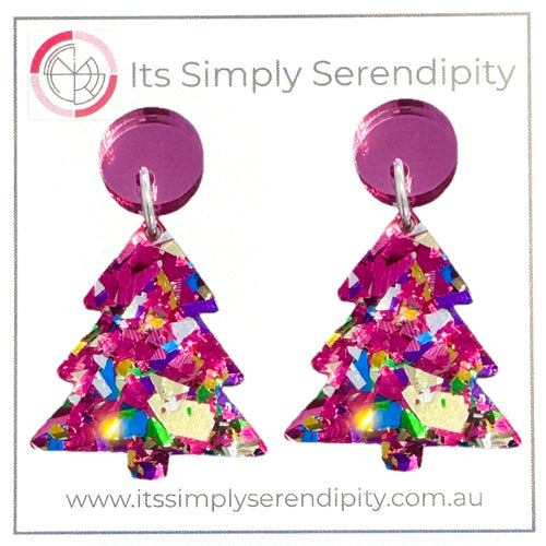 Christmas Tree Festive - Pink - Dangles