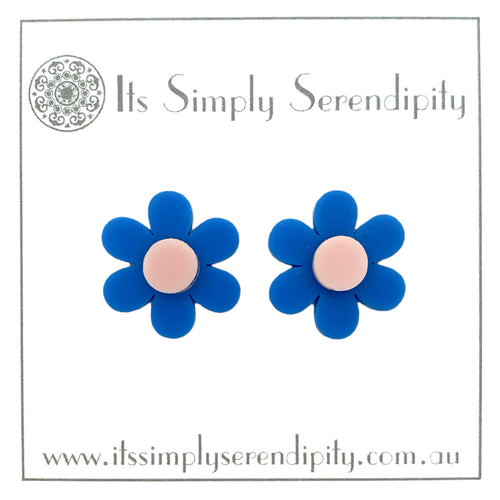 Bright Blooms - Blue Flower - Studs