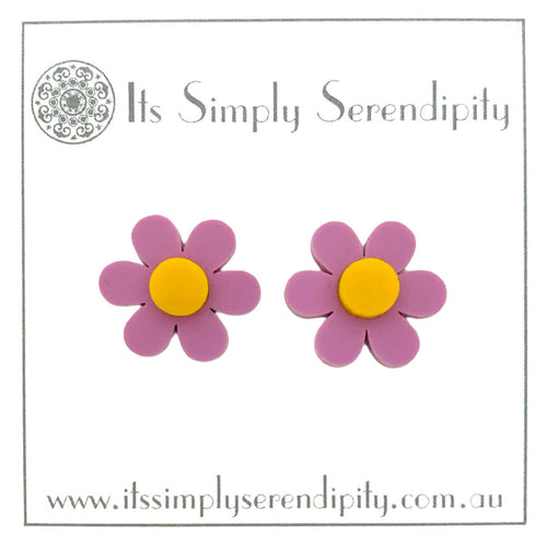 Bright Blooms - Purple Flower - Studs