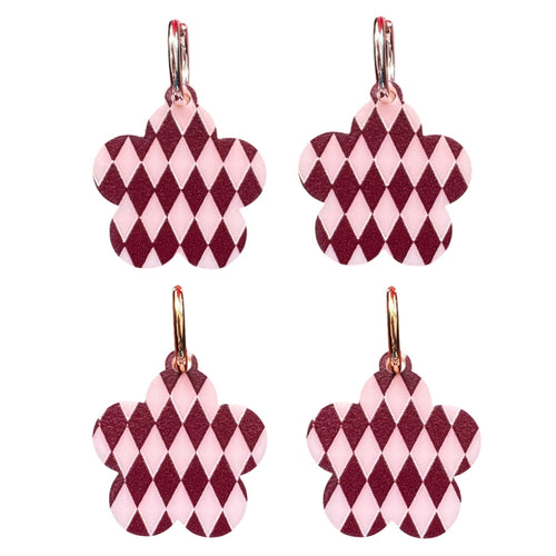 Pink Harlequin Flower - Huggie Hoops