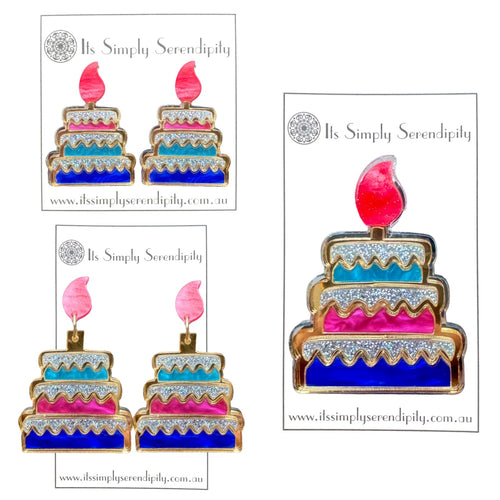 Birthday Cake Brooch - Brights - Brooch