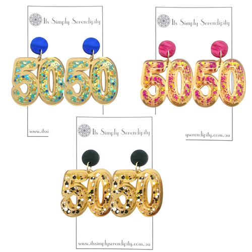 50th Birthday Number Earrings - Dangles